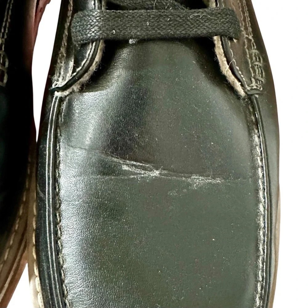 VGC HARRISON MYLES Black Faux Leather Sherpa Lined Zip‎ Moc-Toe Boots Men's 12